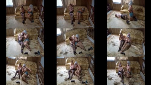 Rope bondage  - Tightly tethered beautiful milfs held hostage in abandoned trailer -   Struggle to Escape