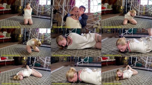 Strict bondage -The therapist folded  and bound Ariel with straitjacket and ropes   - Ariel’s Unwilling Analysis  -  Cock Gag Torment - Frog tied
