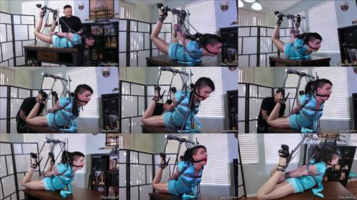 Strict Bondage - Totally immobilized Lydia Black and can do little more than moan and drool  - Strict arched and on display - Immobilization 
