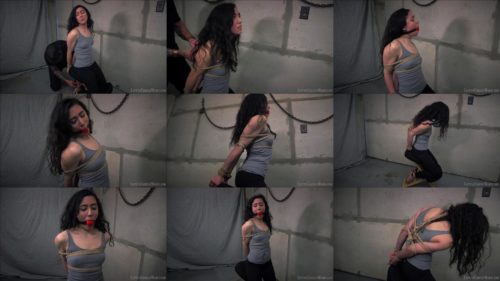 Rope bondage - Agent Khrystal is captured,  gagged and bound with the tight ropes -Drooling