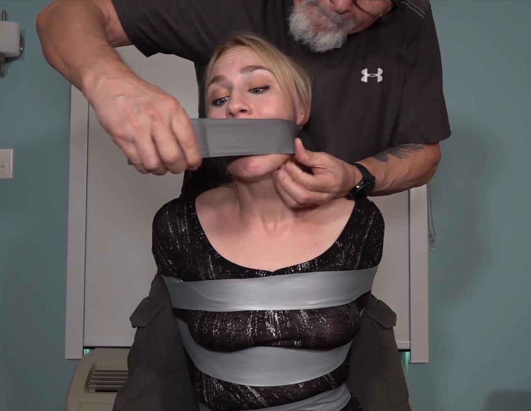 Tape Bondage – Jolene Hexx is caught snooping next door! - Now he has me taped up! - Strict bondage