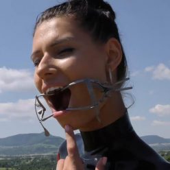 Bagira in public – Gagged tall girl - Sexy slim girl she try out the gag in public