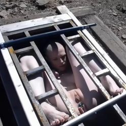 Metal Bondage – Hard Labor Digging - Part 7 (Completion Rest Edition) - Naked Greyhound is forced to keep bound tightly in the small box