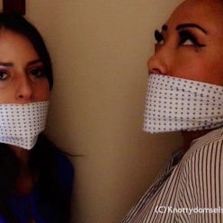 Bound and gagged Nyssa Nevers and Indica Fetish: Stashed In The Closet - Knottydamsels - Rope Bondage wirh clave gag