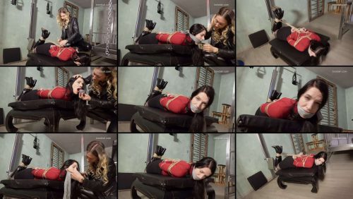 Bondage F/F - The Perils of Paula: hogtied in the dungeon - Bondish - Tightly bound and highly uncomfortable
