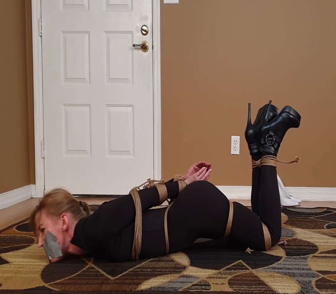 Rope Bondage - Damsel in Distress - Cat Burglar is Hogtied! - Catherine Sterling is cinched tightly