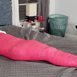 Poor little Bailey! - Red, Wrapped and Wriggling - Mummification Bondage - Cinched and Secured