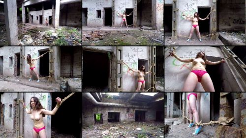 Outdoor Bondage - Lera - tied up at the abandoned building