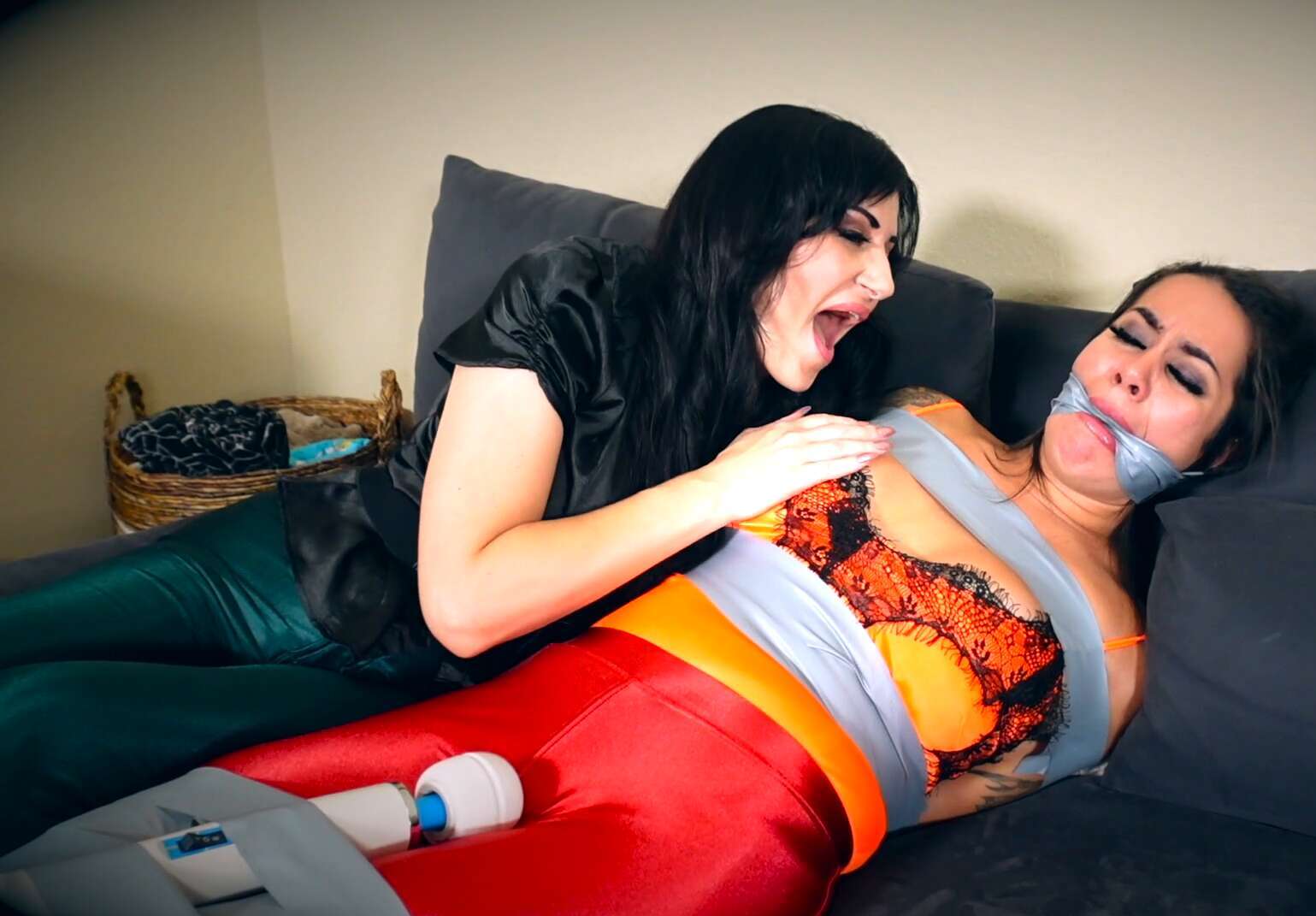 Lesbian Bondage - Misty Meaner... Taped & Teased By Pervy Burglar - Tight duct tape cleave gag into Misty’s mouth