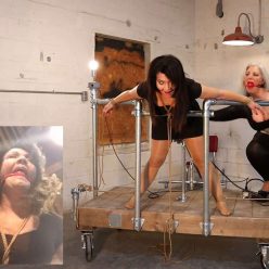 Sex Slave on Steel Device Bound Orgasm Predicament! Close Up Ballgag Drool Views of MILF Gigi - Groped & Wanded by Corseted & Gagged Sandra!