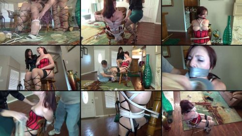 Rope Bondage - CURVY GIRL BLAMED & BOUND - Tape gag,domination,high heels,tied to a chair,ball gag