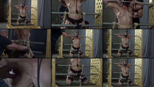 Rope Bondage - Claire Irons Toastered - Ball gag,head harness panel gag,igh heels,hitachi,ropes