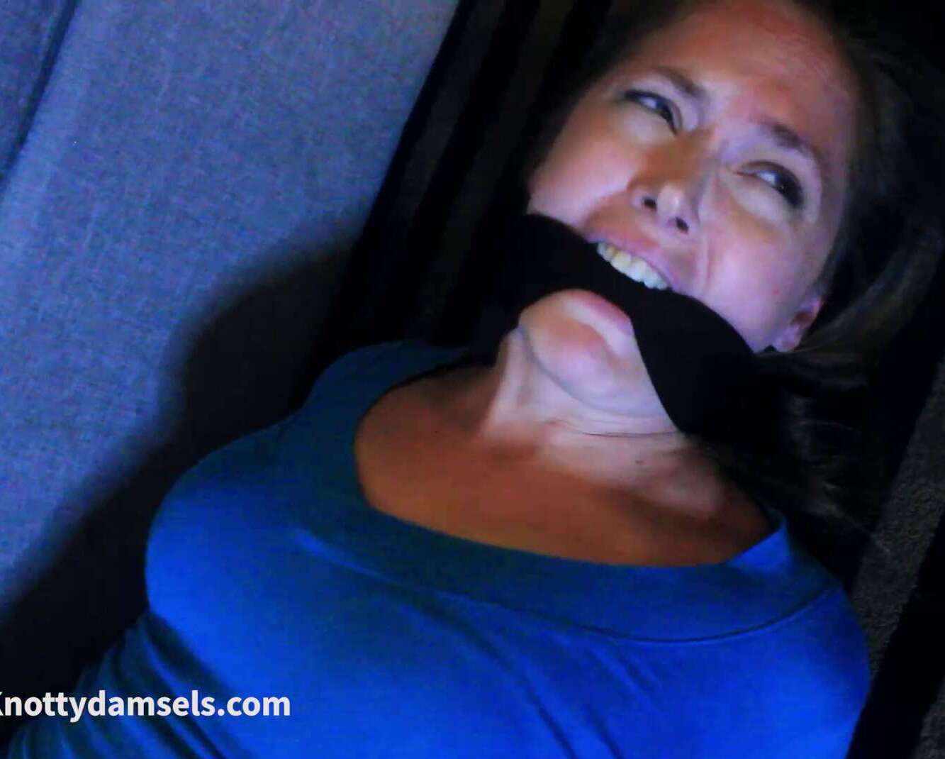 Rachel Adams is tightly cleave gagged - Rachel Adams: Couchbound and Cleaved - Knottydamsels