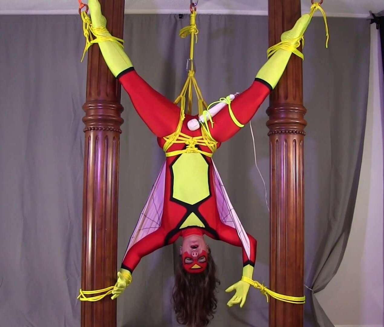 Yellow Rope for Rope Bondage - Spyder Fayth Is Hung to Cum - Faythonfire