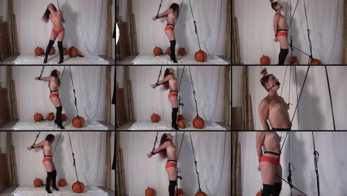 Rope Bondage - Fayths Pumpkin Predicament Bind - Fayth is gagged,bound and tied