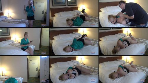 Kristyna Dark Hotel Invasion - Boundinthemidwest - Kristyna Dark is cleave gagged and hogtied on the bed
