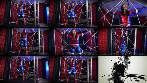 Rope Bondage - Spidergirl struggles hard!!! - Spidergirl Caught in Her Web
