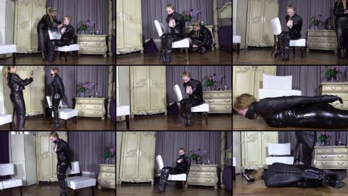 Catsuited catburglar gets caught by a lady in leather - Leahter Bondage - Borntobebound