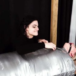 Lesbian Bondage - Arielle Aquinas In a Duct Tape Cocoon Under Lydia Black