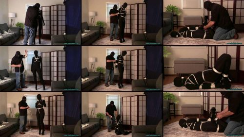 Rope Bondage - CatsuitGirl Gets Bound and Gagged in Skysc****r High Heels! - Tiedinheels - Bondage M/F