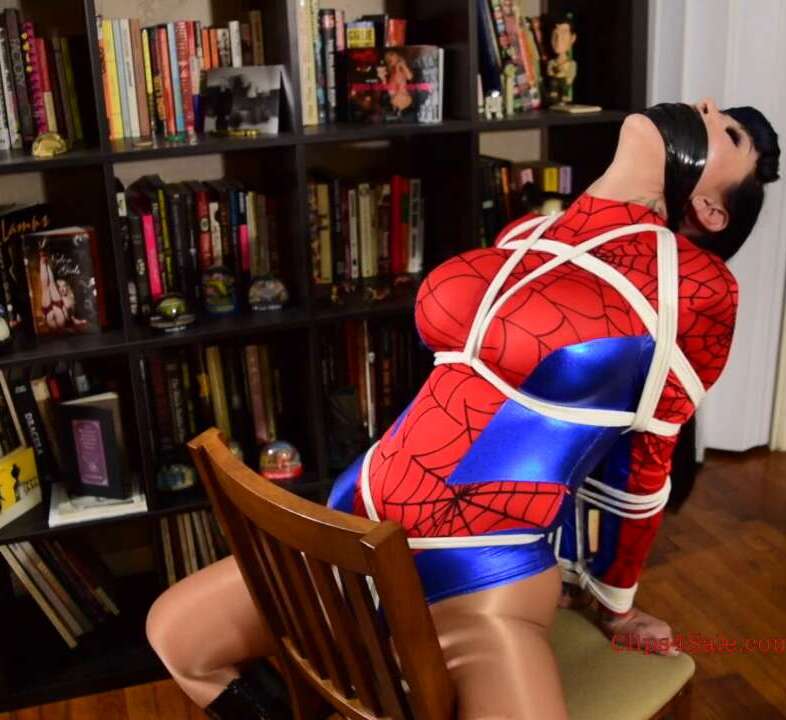 Tied Luna's spider girl chair - Bondage M/F - Rope Bondage