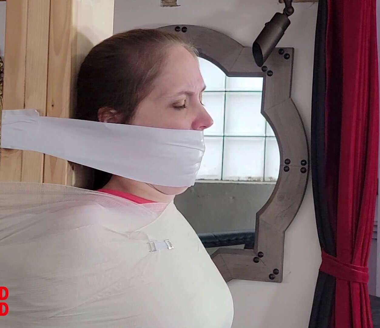 Bondage M/F - Rachel's Wiggling Mummification - Cinched and Secured