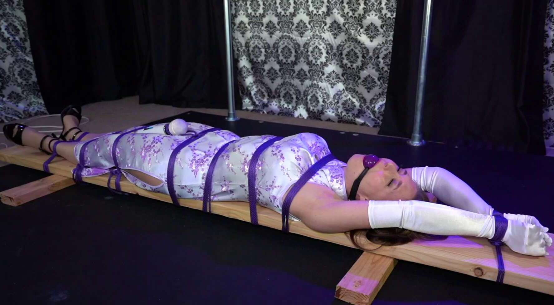 Ophelia is Bound and Vibed in Her Cheongsam - ShinyBondage