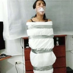 Mummified Panty Head! - Maria is wrapped with taped
