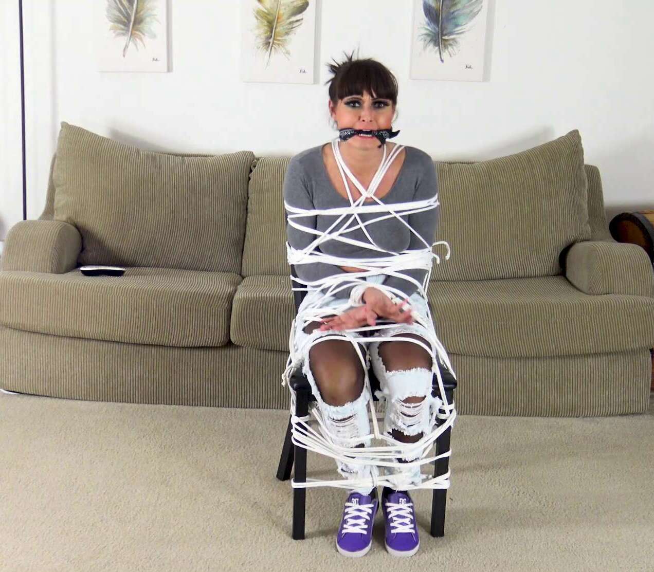 Rope Bondage - Lil Miz Unique - Cool Aunt Bound and Gagged - Cinched and Secured