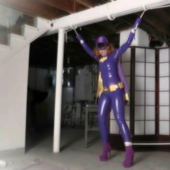 Batgirl Spreadeagle in the Dungeon Lair! - Rope Bondage