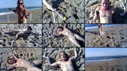 Fayth Staked Out Nude On the Beach - Rope Bondage