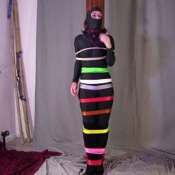 Escaping the Cursed Catsuit Rainbow Bind - Rope Bondage