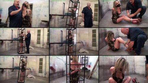 Defiant brat pulled from her cage & ball tied by her toes - Rope Bondage