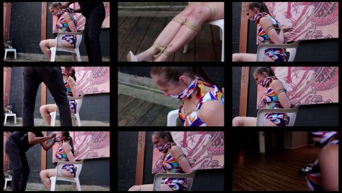 Hippie Rachel is tied high and double gagged - Rope Bondage